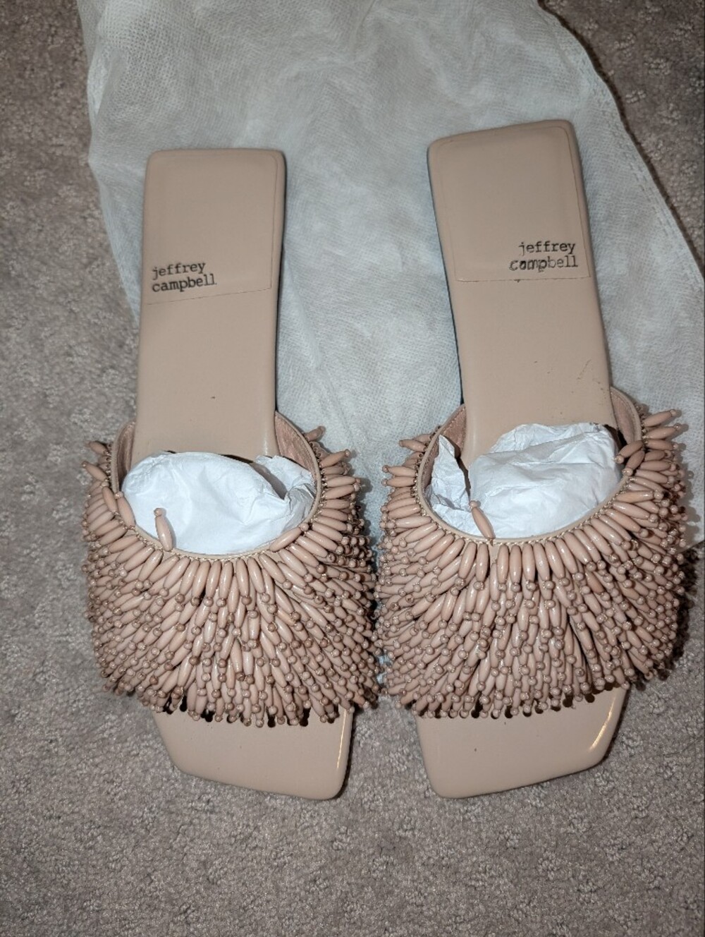 Jeffrey Campbell Women’s Beaded Slide Sandals in Nude